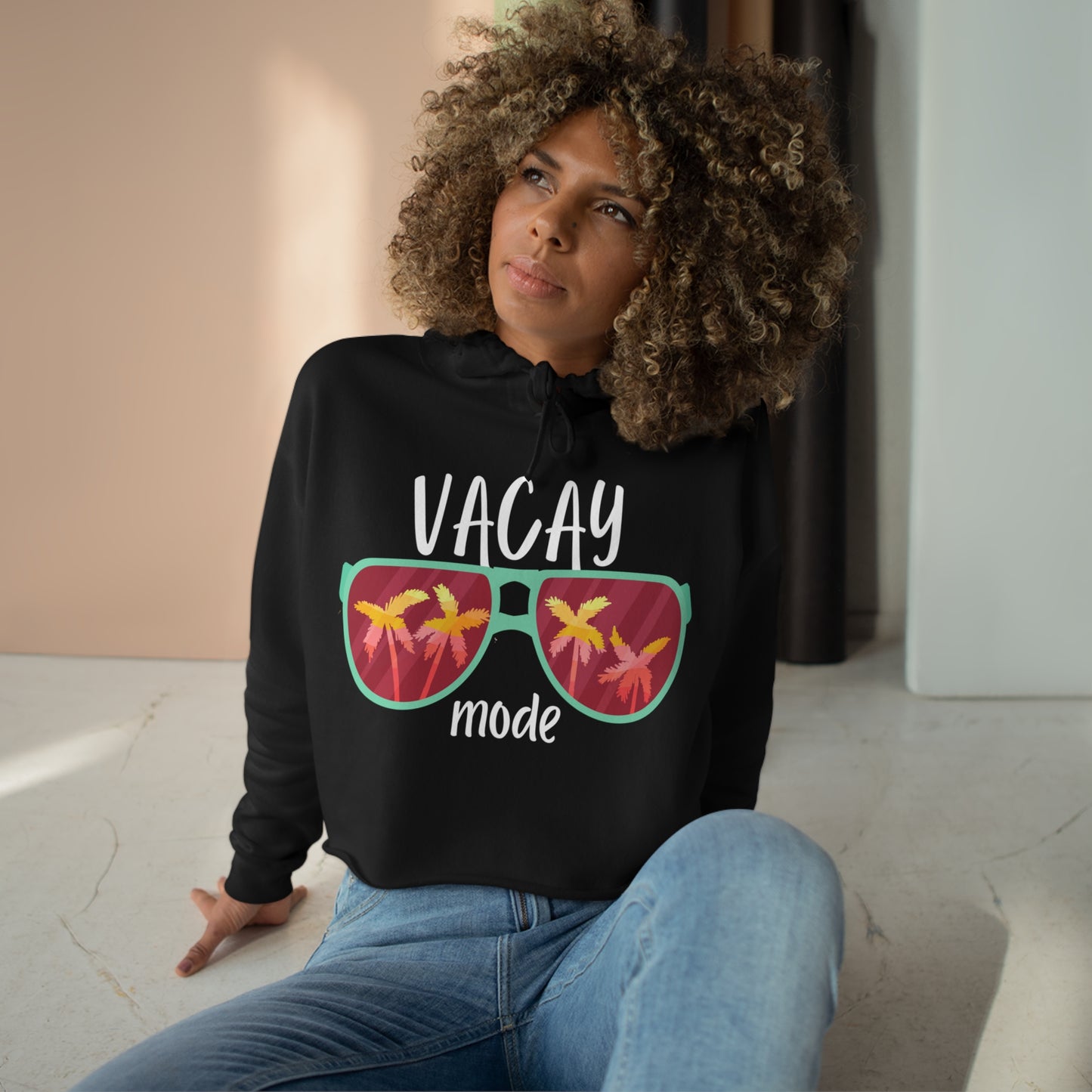Vacay Mode Sunglasses | Premium Crop Hoodie