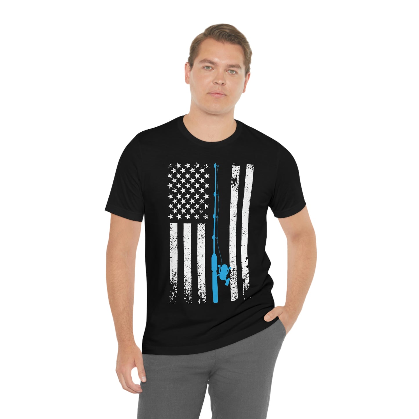 American Flag Fishing | Unisex Jersey Short Sleeve Tee - Mightee