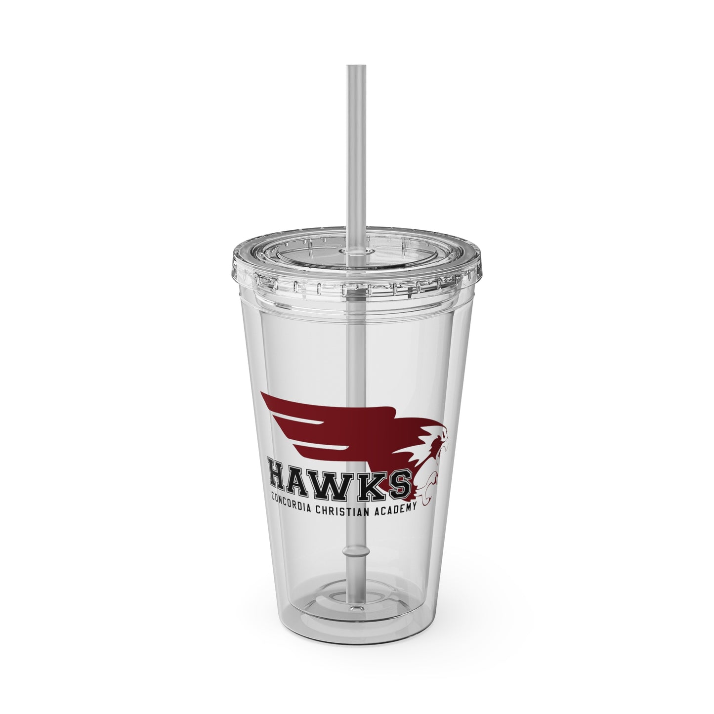 CCA Hawks | 16oz Clear Tumbler with Straw