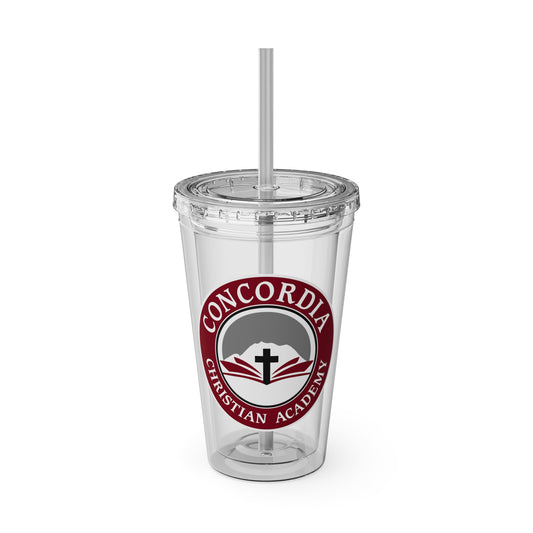 Concordia Christian Academy | 16oz Clear Tumbler with Straw