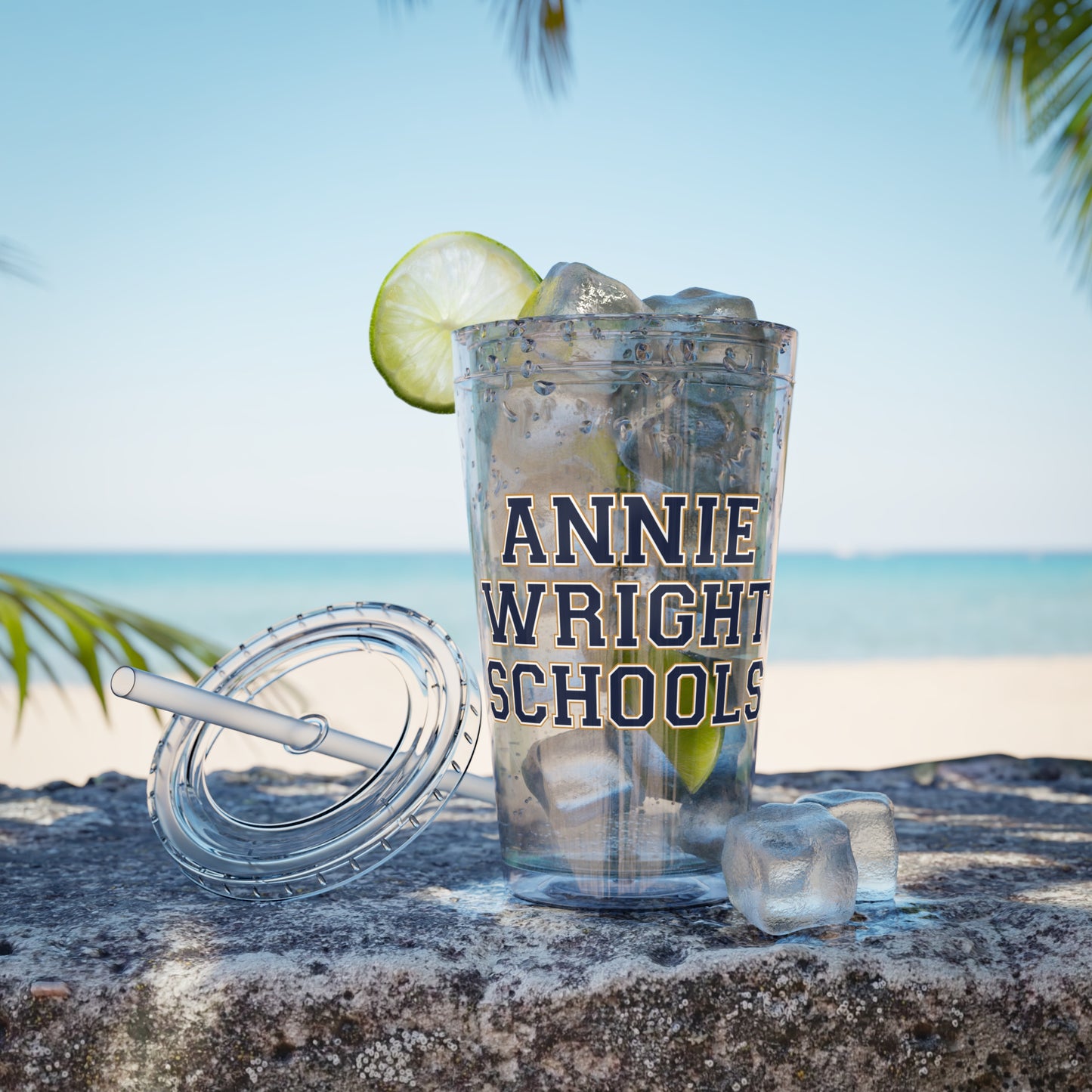 Annie Wright Schools | 16oz Clear Tumbler with Straw