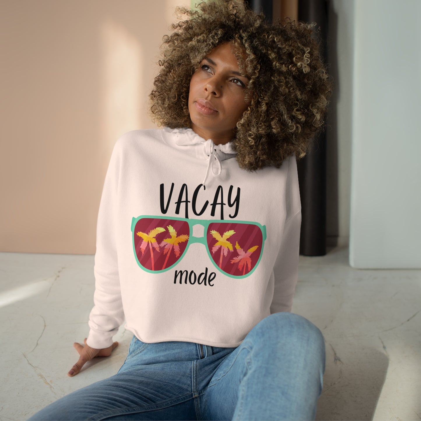 Vacay Mode Sunglasses | Premium Crop Hoodie