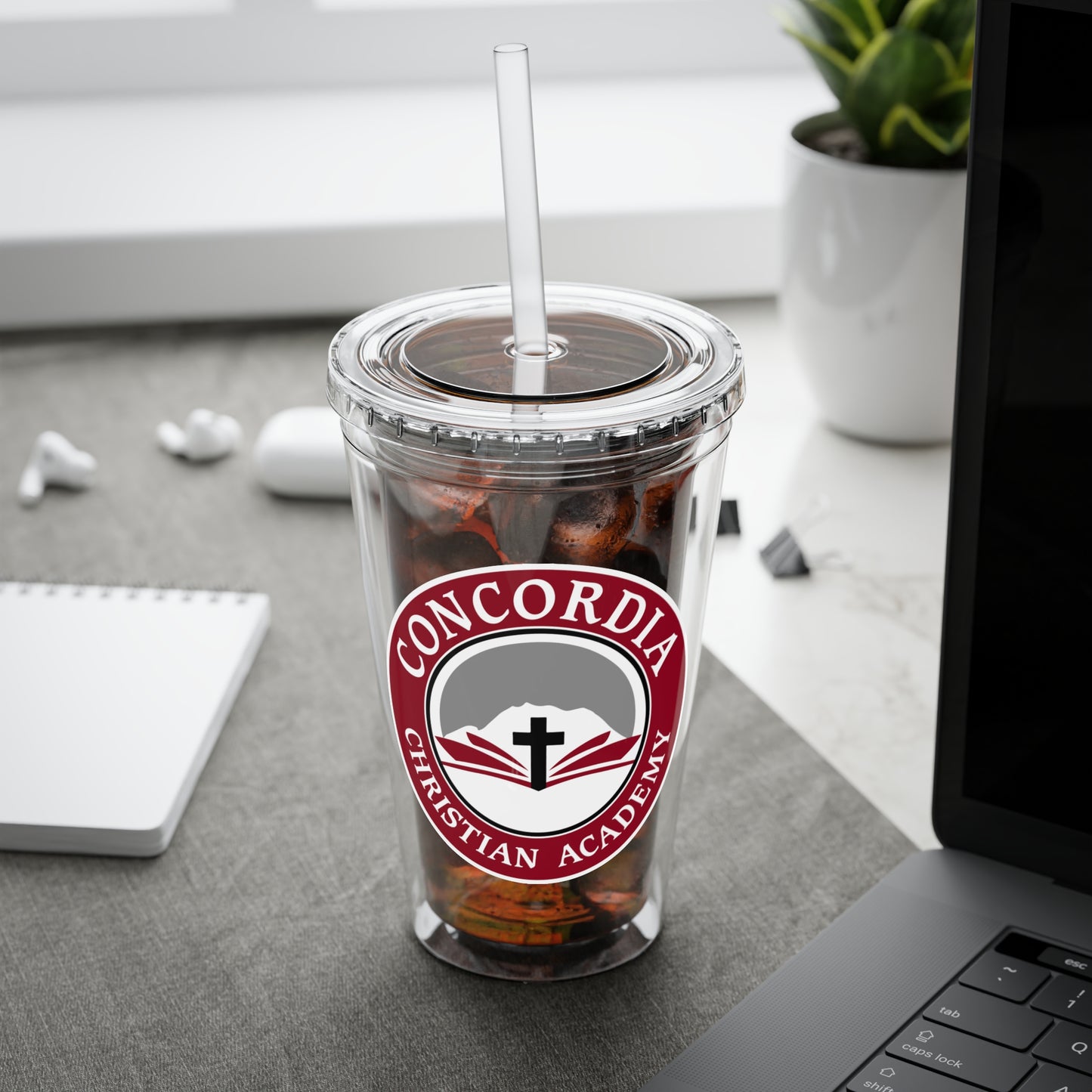 Concordia Christian Academy | 16oz Clear Tumbler with Straw