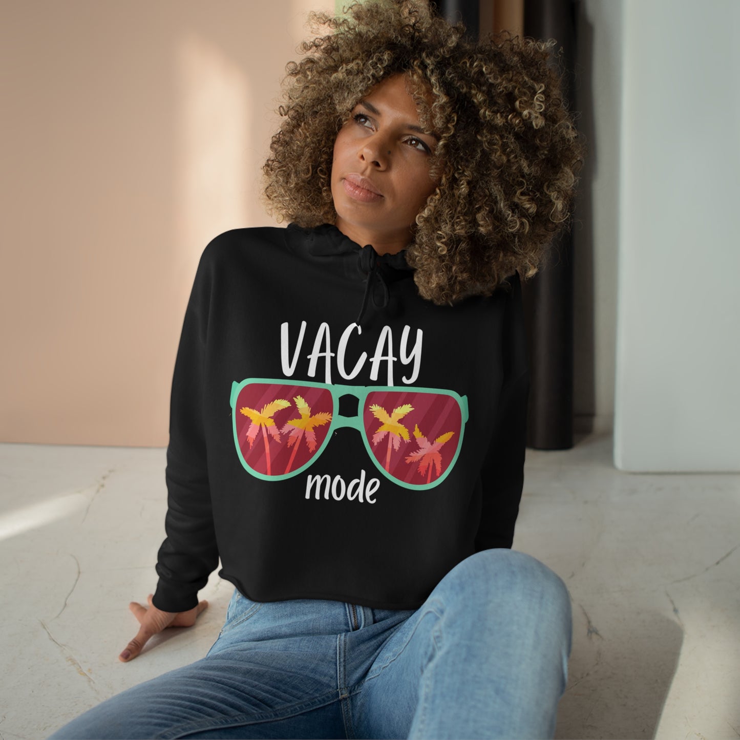 Vacay Mode Sunglasses | Premium Crop Hoodie