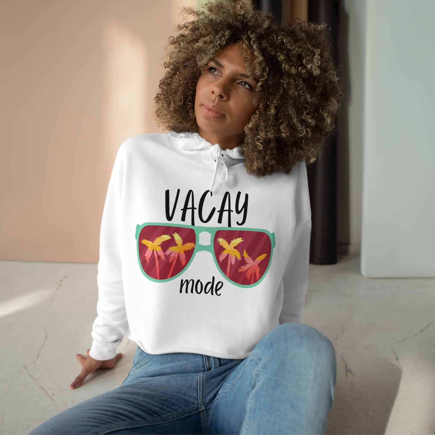 Vacay Mode Sunglasses | Premium Crop Hoodie