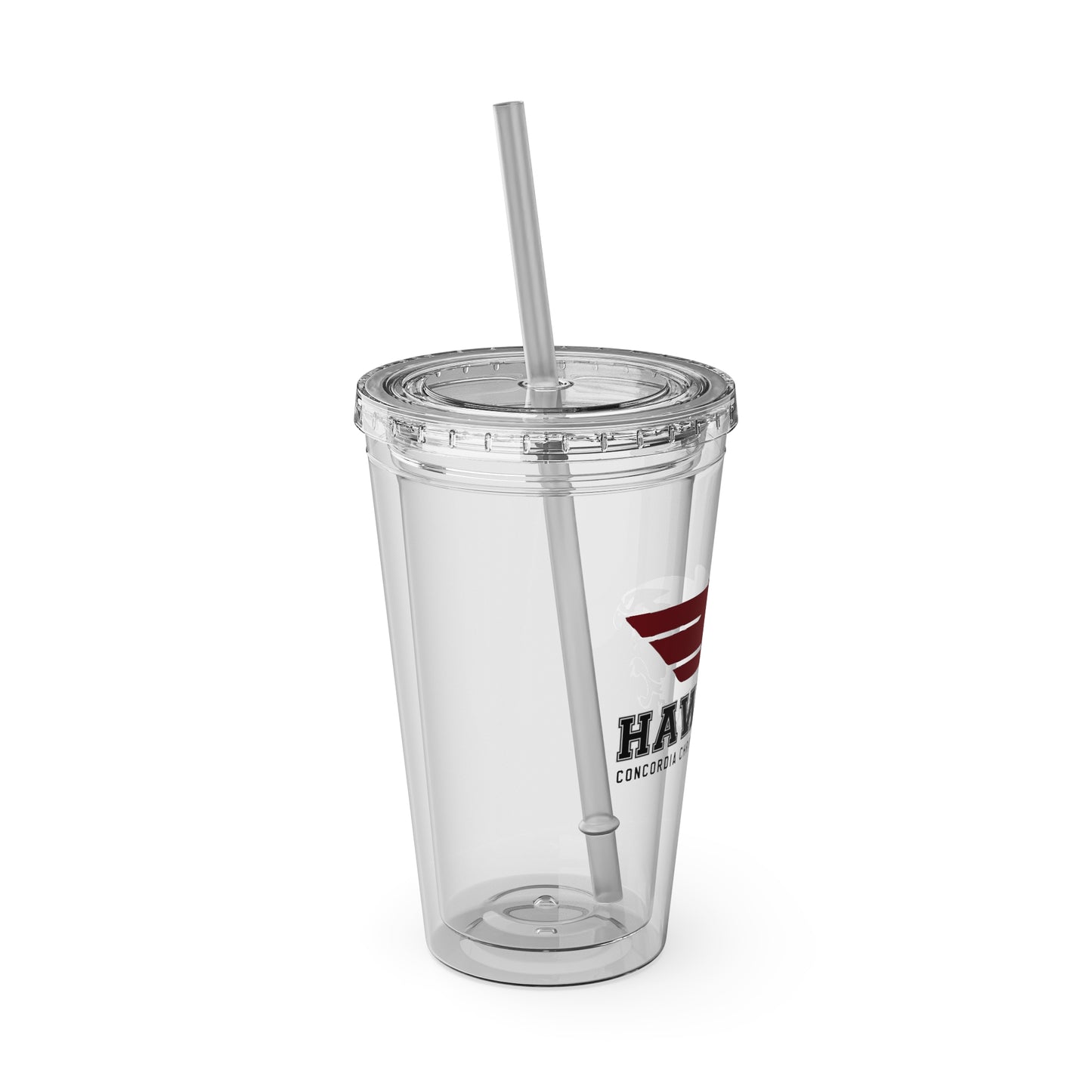 CCA Hawks | 16oz Clear Tumbler with Straw