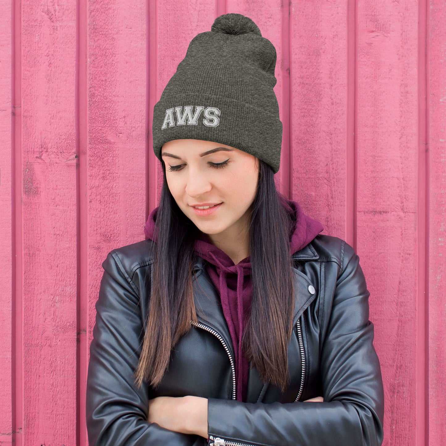 AWS Logo | Pom-Pom Beanie