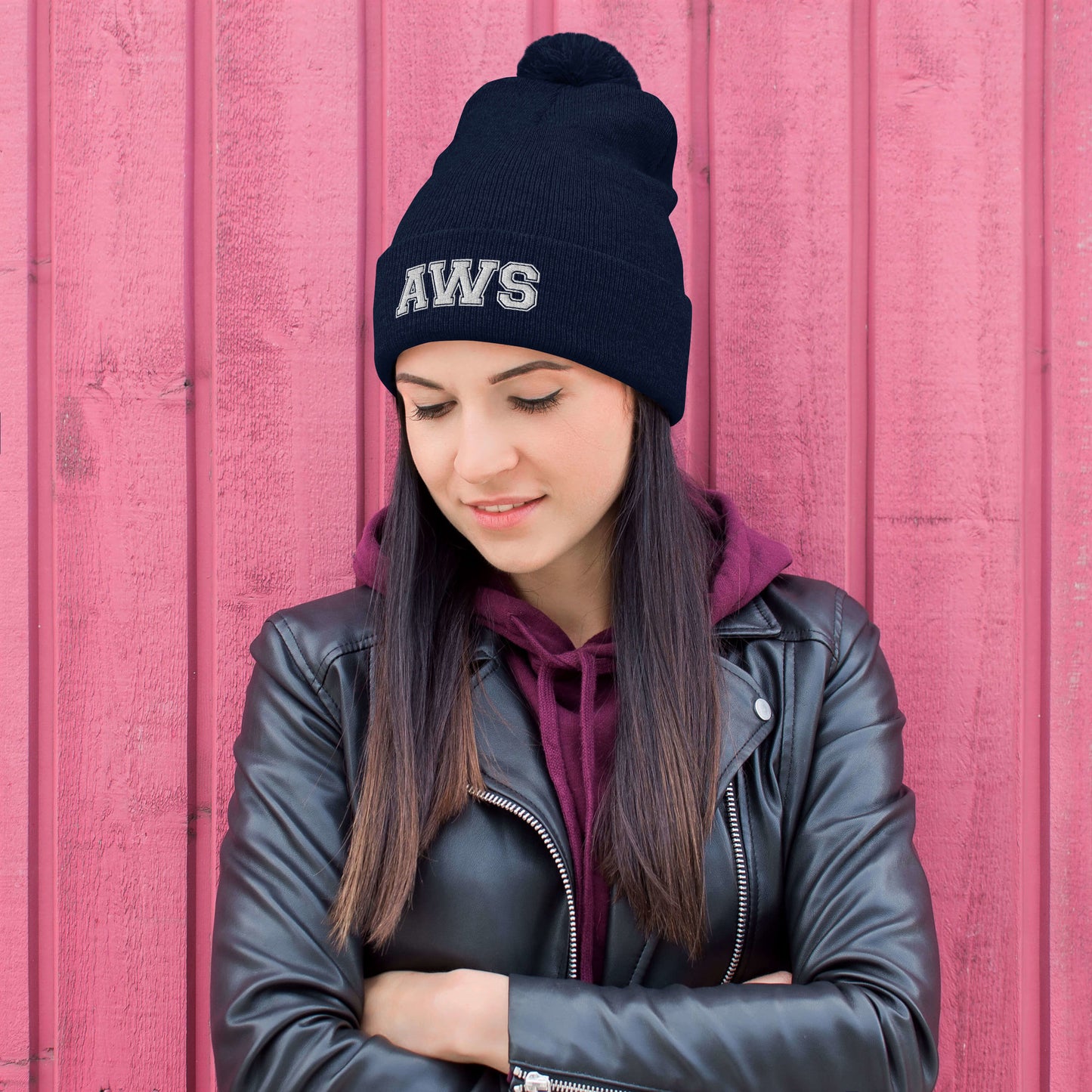 AWS Logo | Pom-Pom Beanie