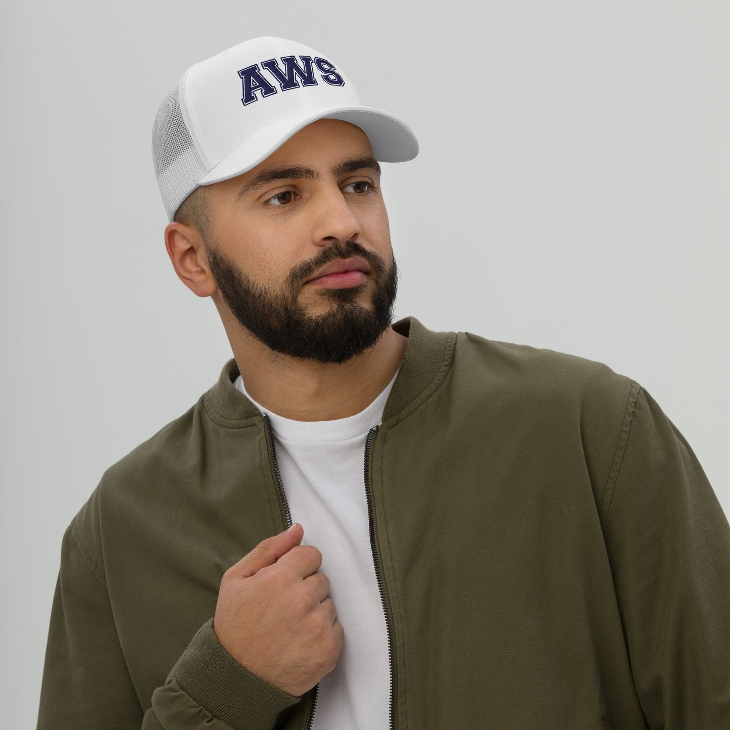 AWS Logo | Adjustable Mesh Hat (White)