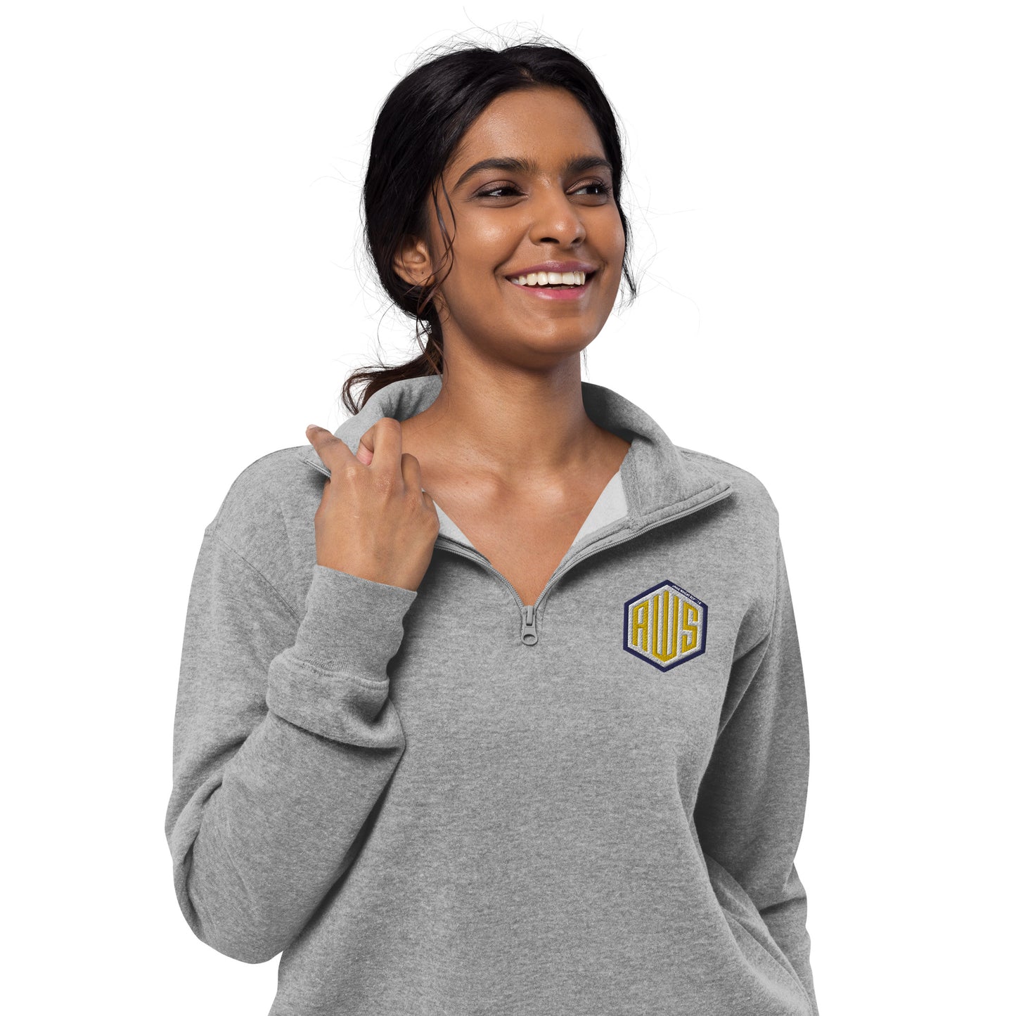 AWS Monogram | Unisex Fleece Quarter-Zip Pullover (Gray)