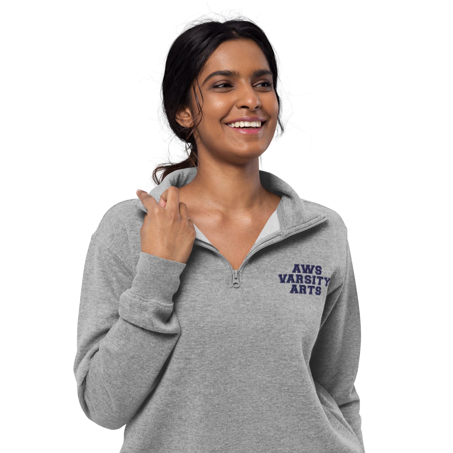 AWS Varsity Arts | Unisex Fleece Quarter-Zip Pullover (Gray)