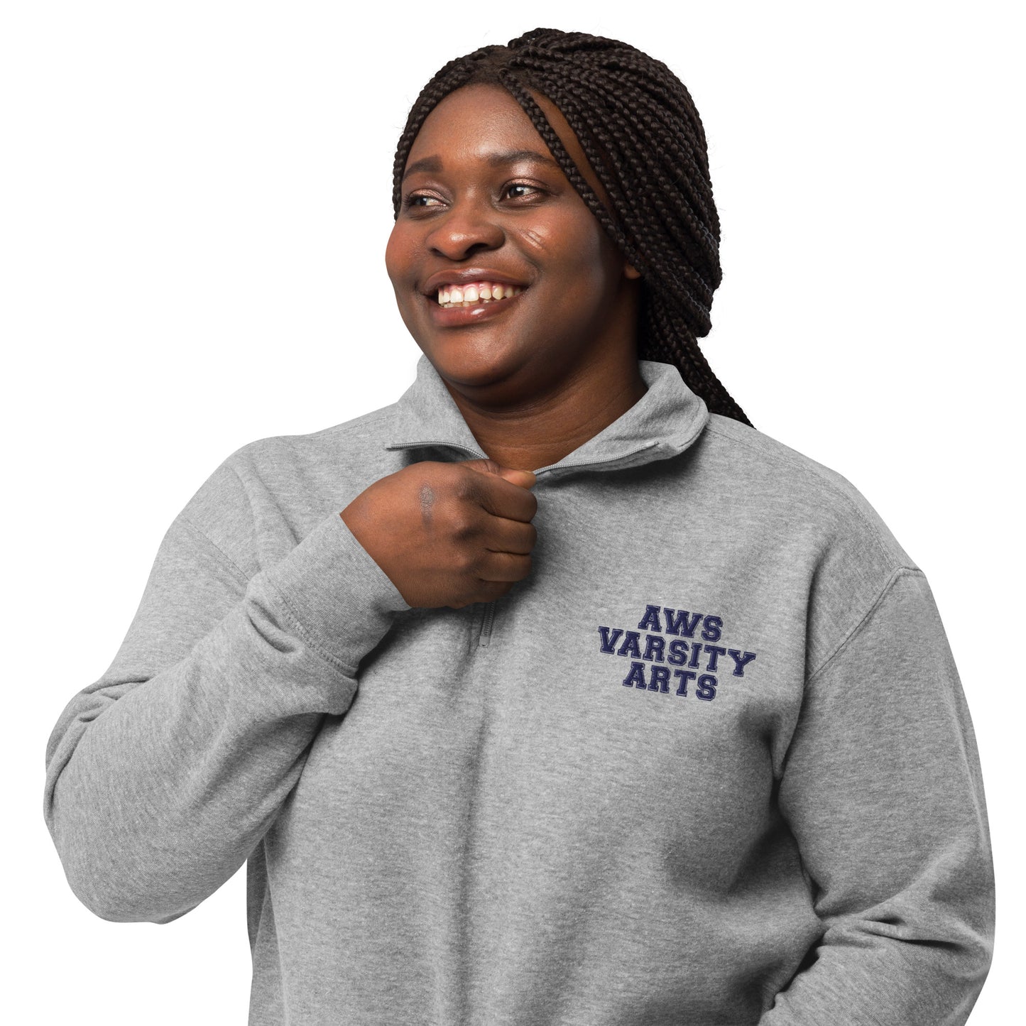 AWS Varsity Arts | Unisex Fleece Quarter-Zip Pullover (Gray)