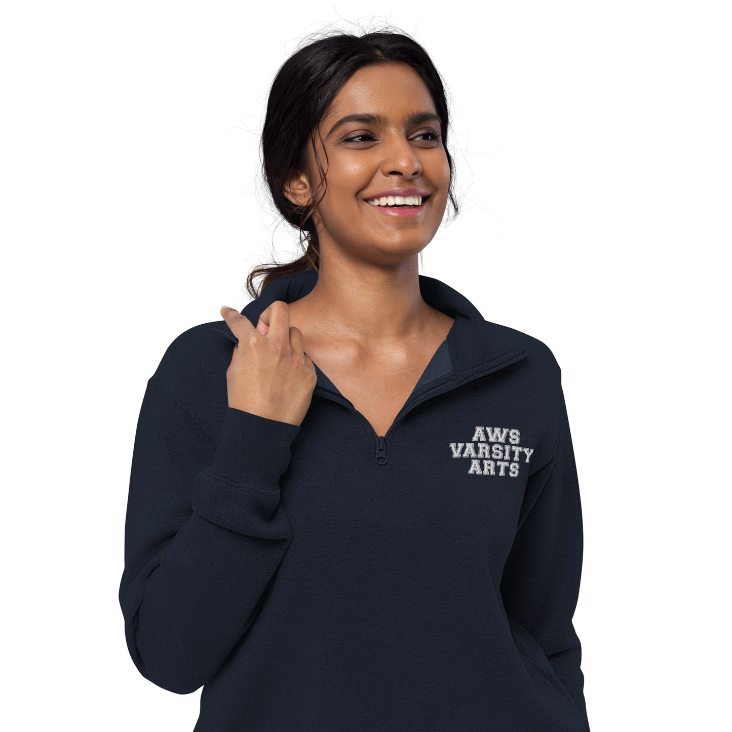 AWS Varsity Arts | Unisex Fleece Quarter-Zip Pullover (Navy)