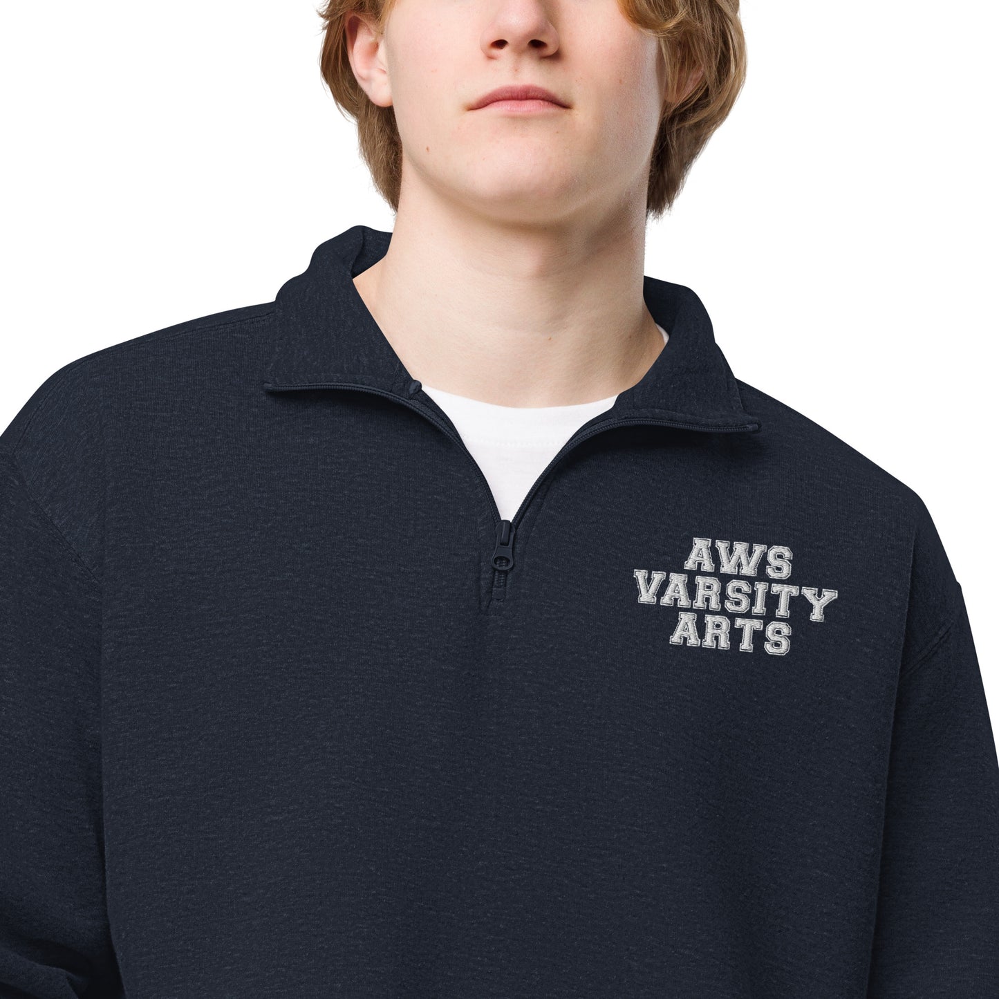 AWS Varsity Arts | Unisex Fleece Quarter-Zip Pullover (Navy)