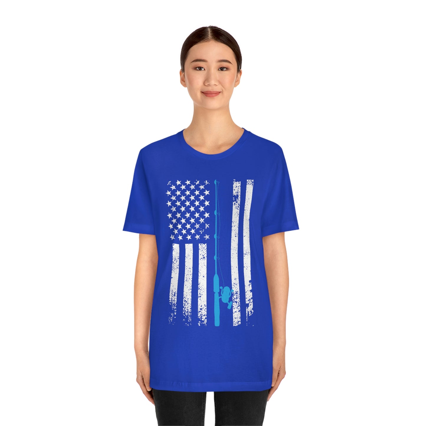 American Flag Fishing | Unisex Jersey Short Sleeve Tee - Mightee