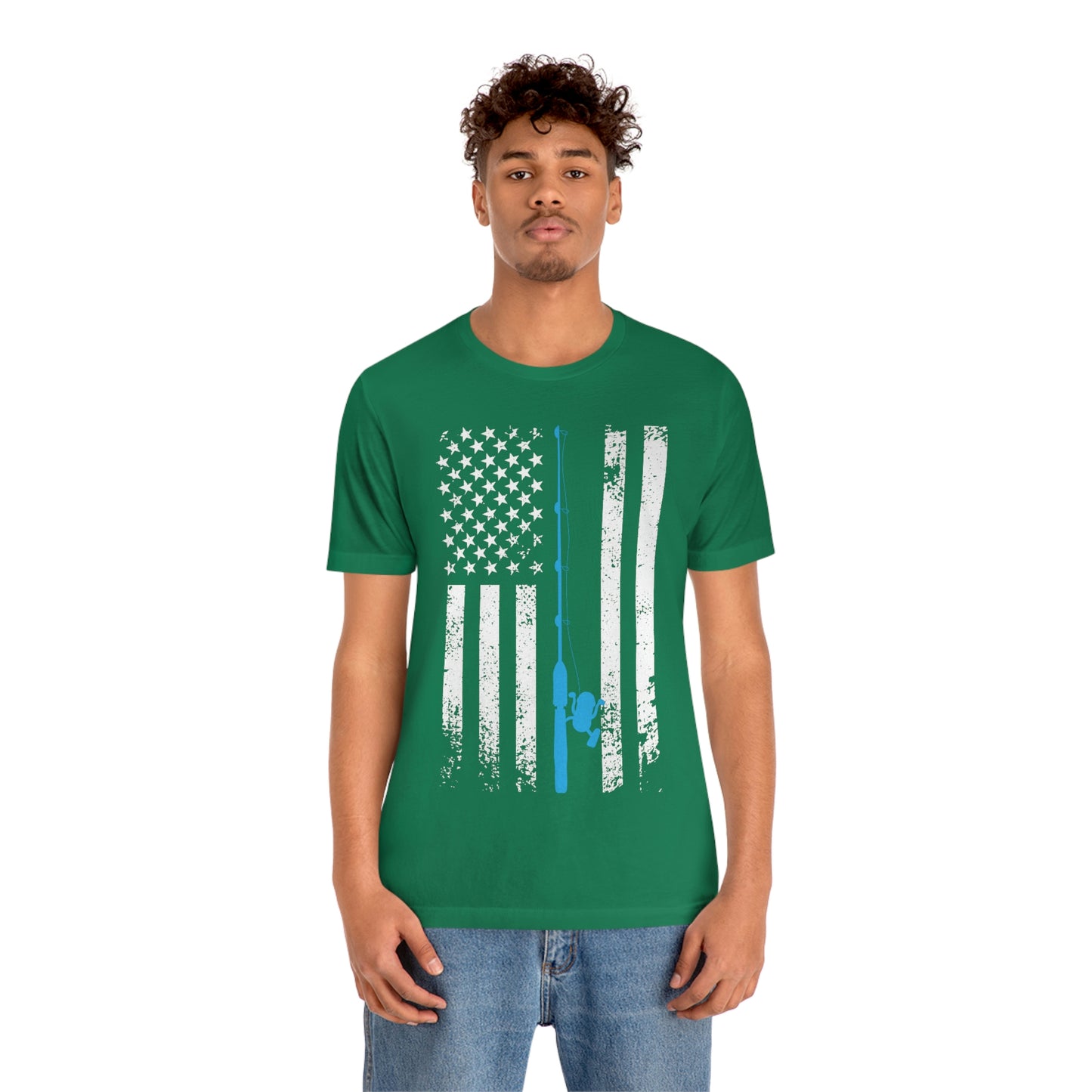 American Flag Fishing | Unisex Jersey Short Sleeve Tee - Mightee