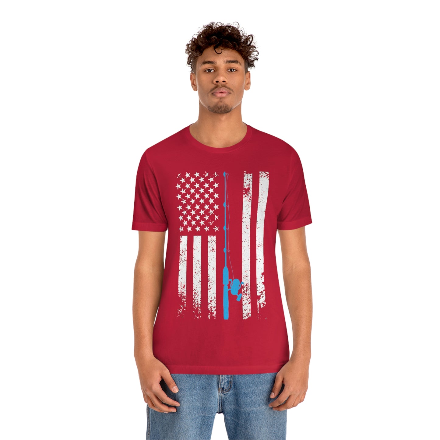 American Flag Fishing | Unisex Jersey Short Sleeve Tee - Mightee