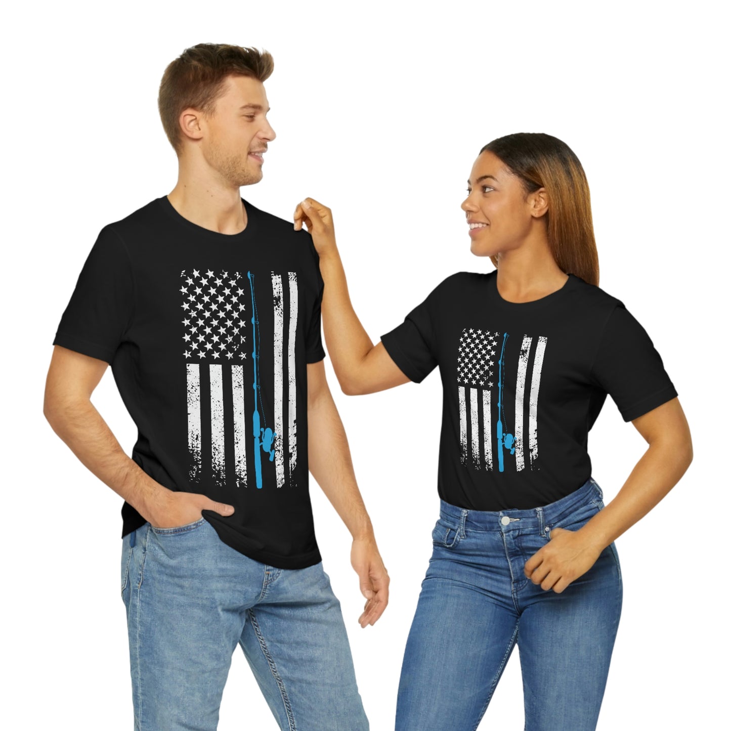 American Flag Fishing | Unisex Jersey Short Sleeve Tee - Mightee