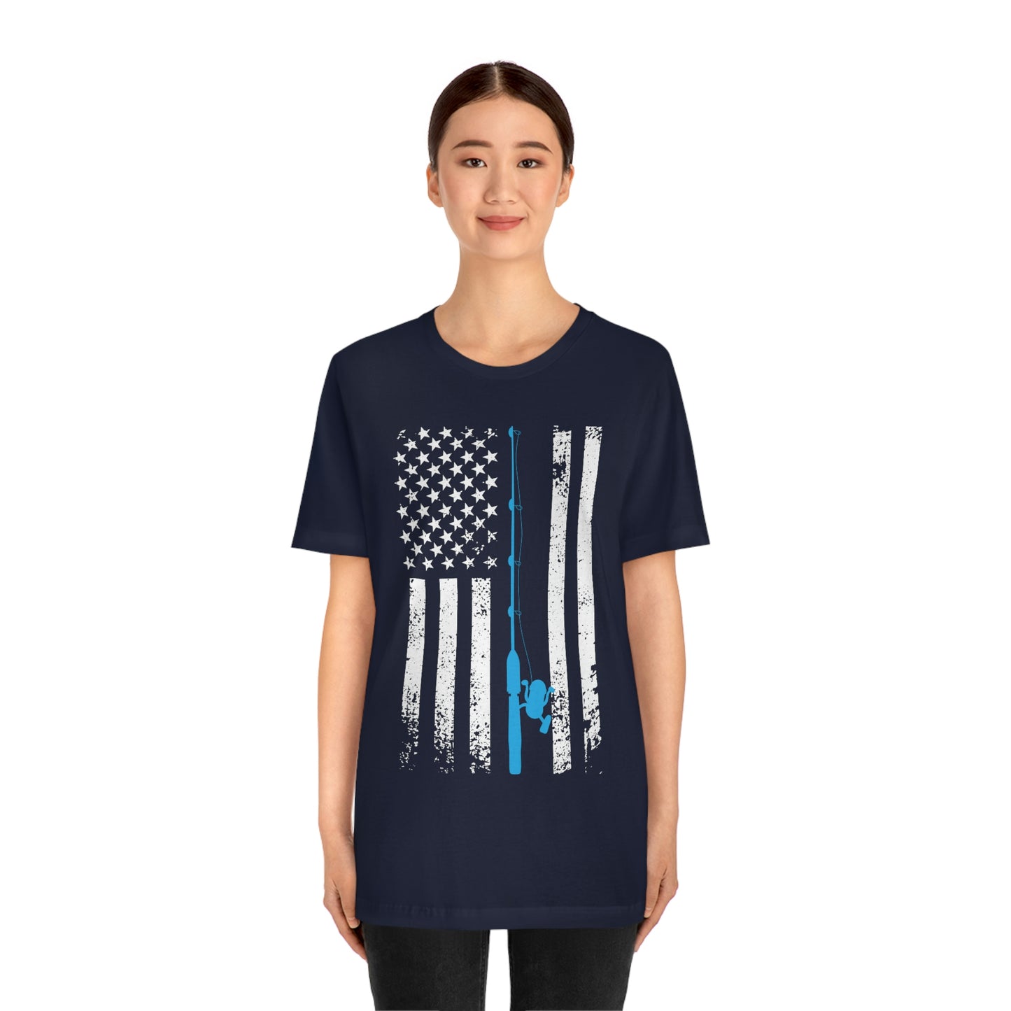 American Flag Fishing | Unisex Jersey Short Sleeve Tee - Mightee