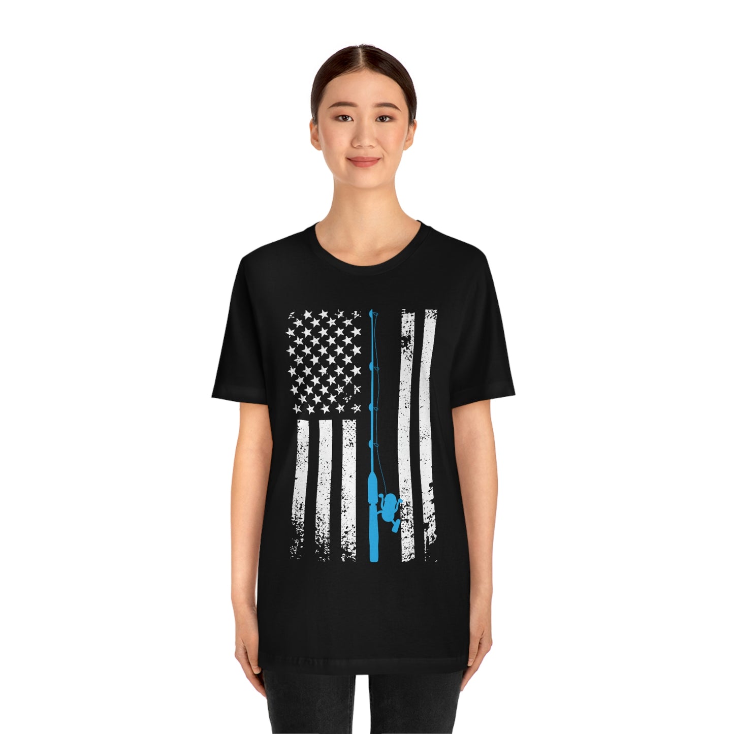 American Flag Fishing | Unisex Jersey Short Sleeve Tee - Mightee