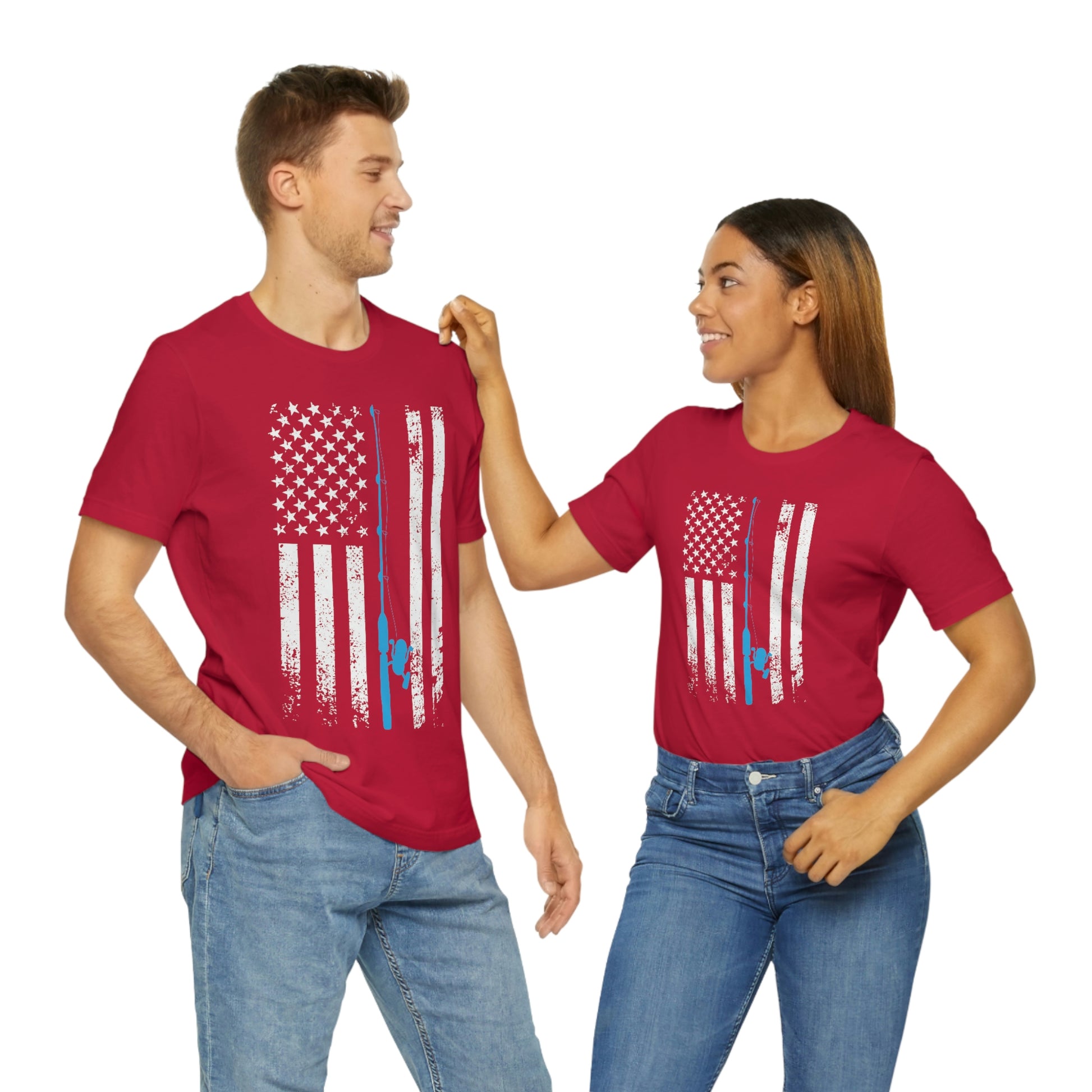 American Flag Fishing | Unisex Jersey Short Sleeve Tee - Mightee