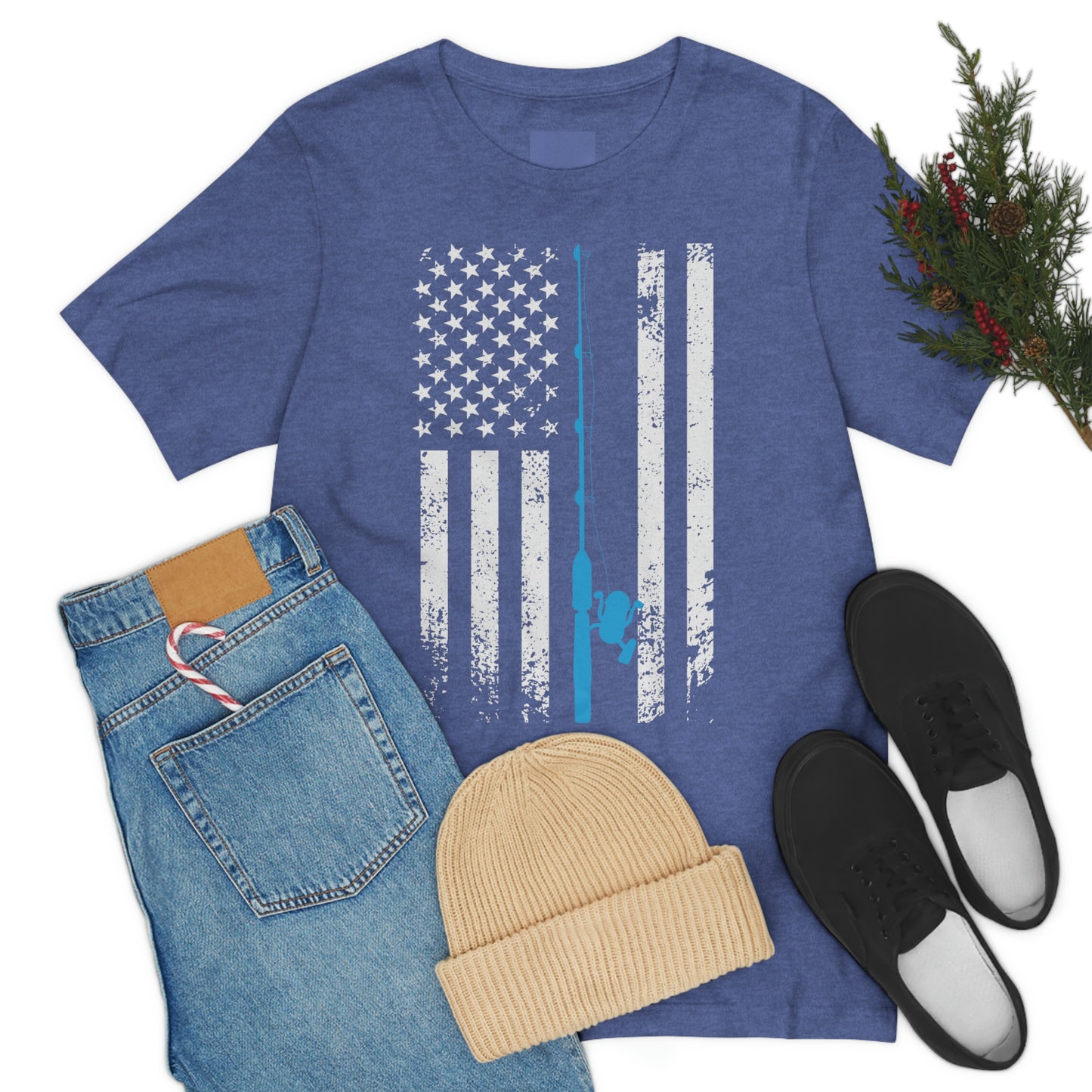 American Flag Fishing | Unisex Jersey Short Sleeve Tee - Mightee