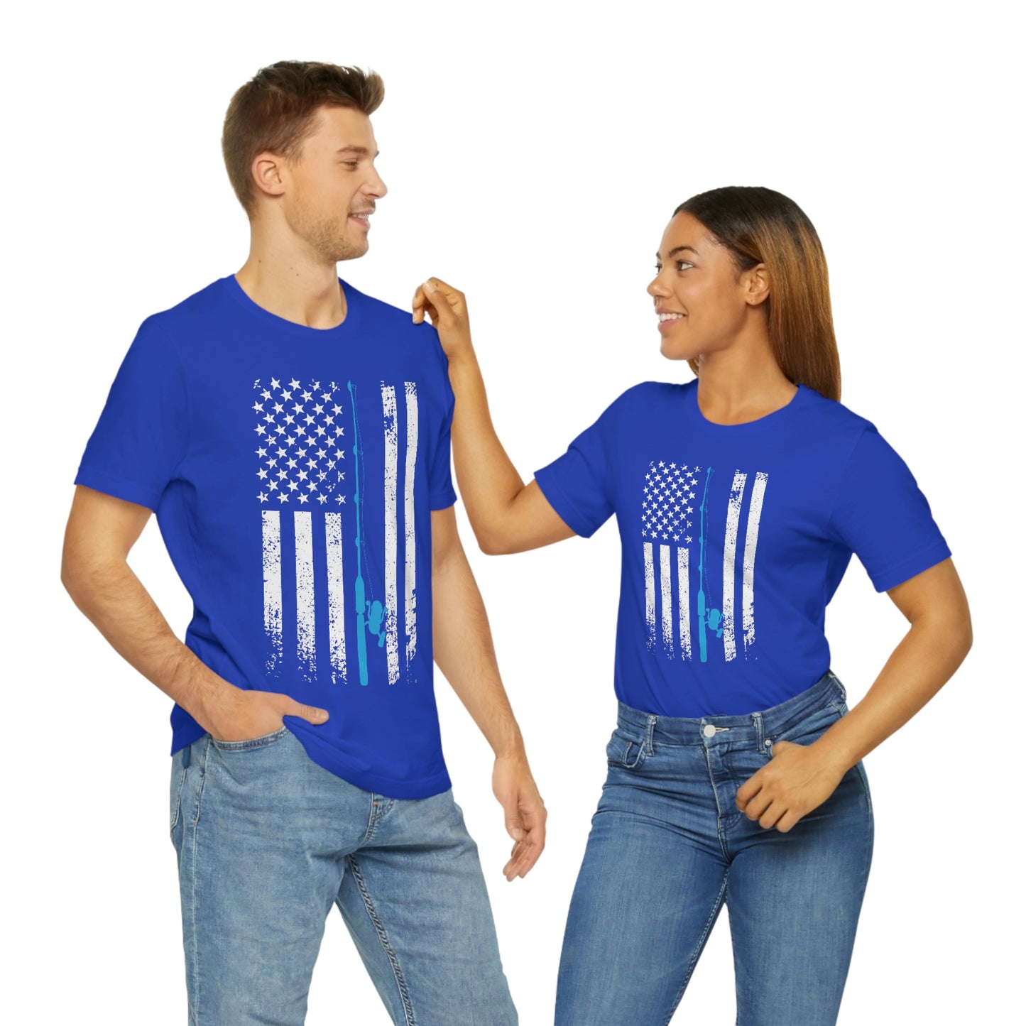 American Flag Fishing | Unisex Jersey Short Sleeve Tee - Mightee