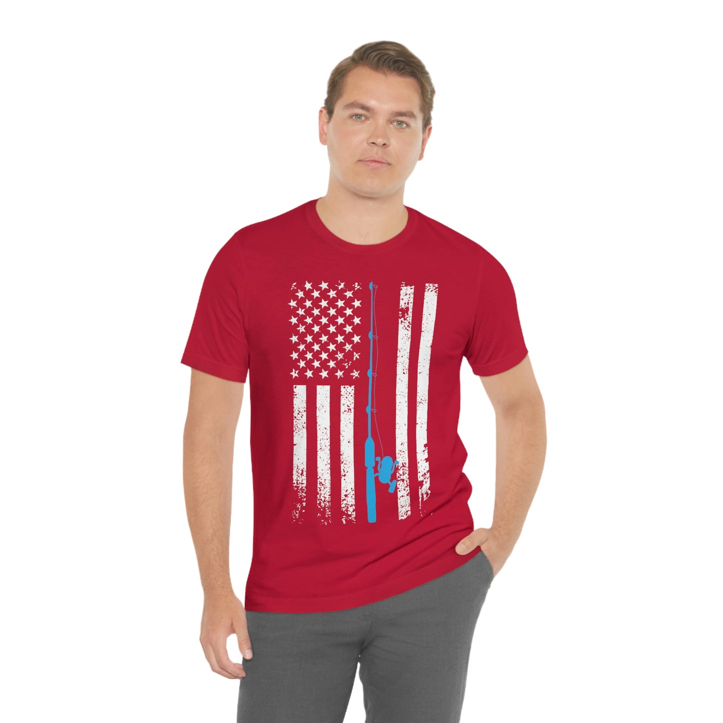 American Flag Fishing | Unisex Jersey Short Sleeve Tee - Mightee