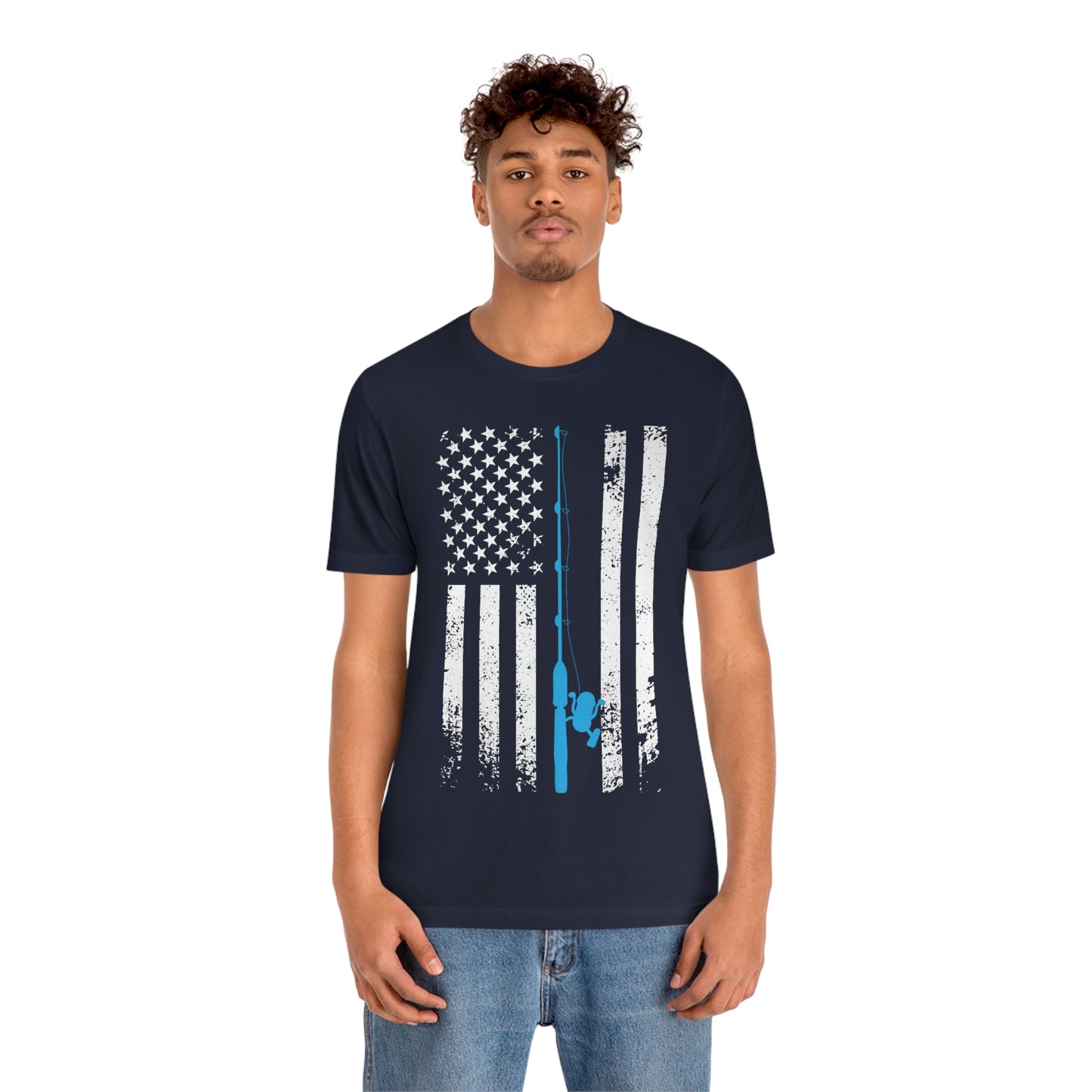 American Flag Fishing | Unisex Jersey Short Sleeve Tee - Mightee