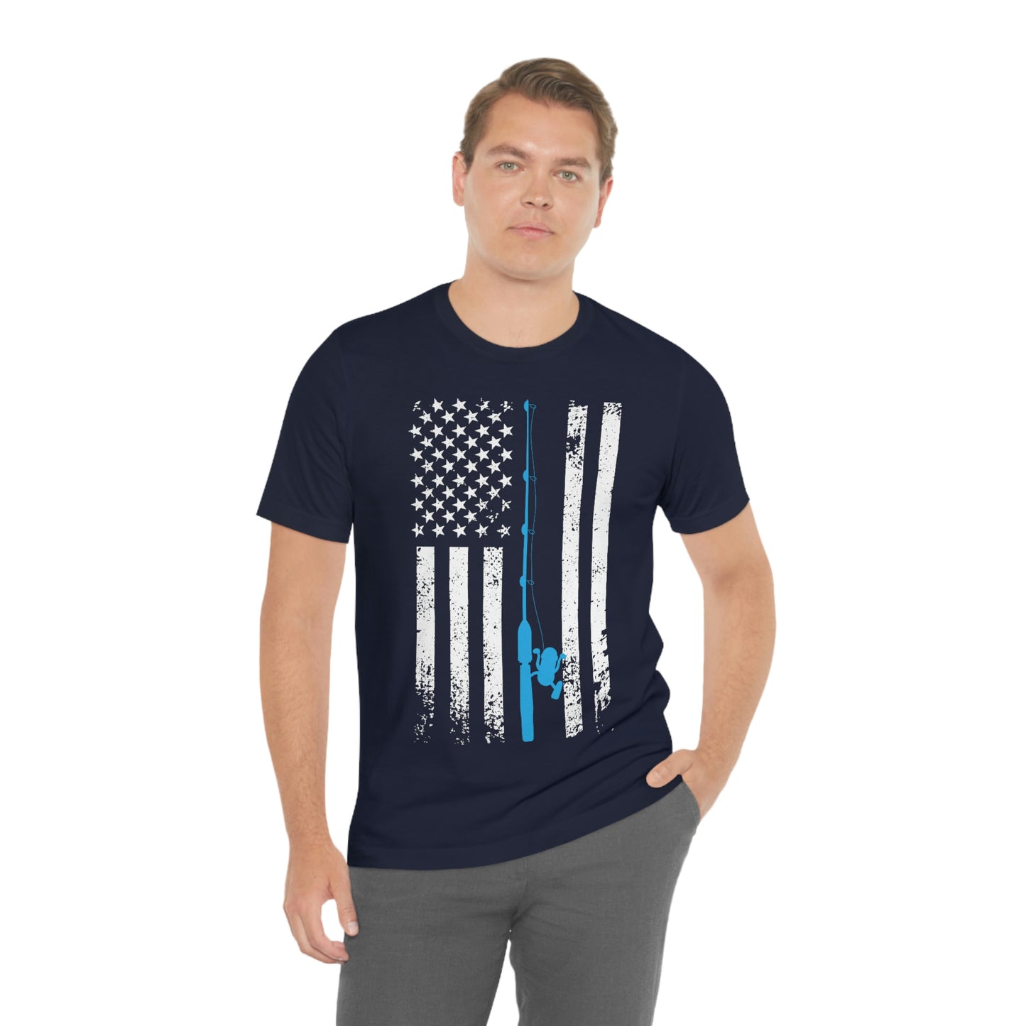 American Flag Fishing | Unisex Jersey Short Sleeve Tee - Mightee